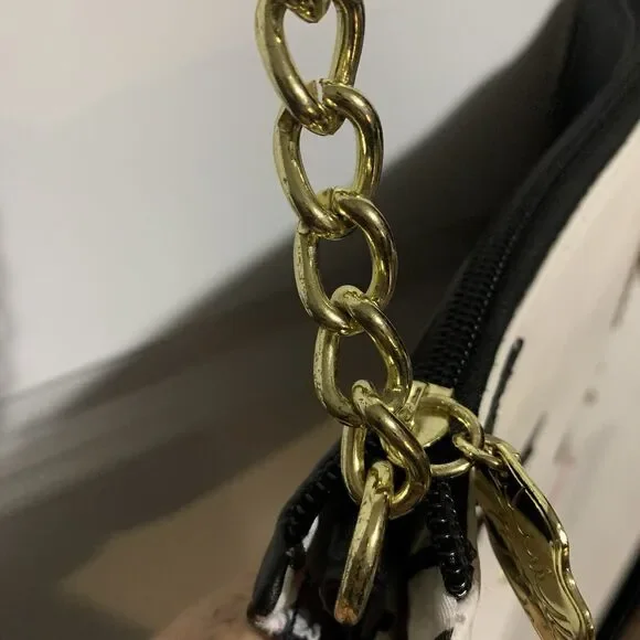 Artsy Cute! BETSEY JOHNSON ~ LUV BETSEY DOG FACE CROSSBODY HANDBAG WITH GLITTER - Picture 9 of 9